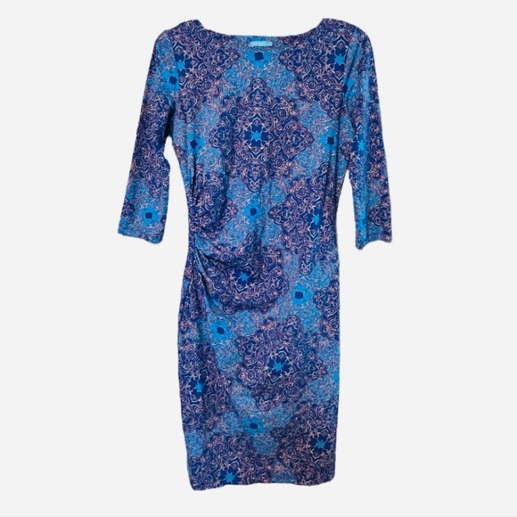 J. McLaughlin Blue Astor Tile dress - Picture 2 of 7